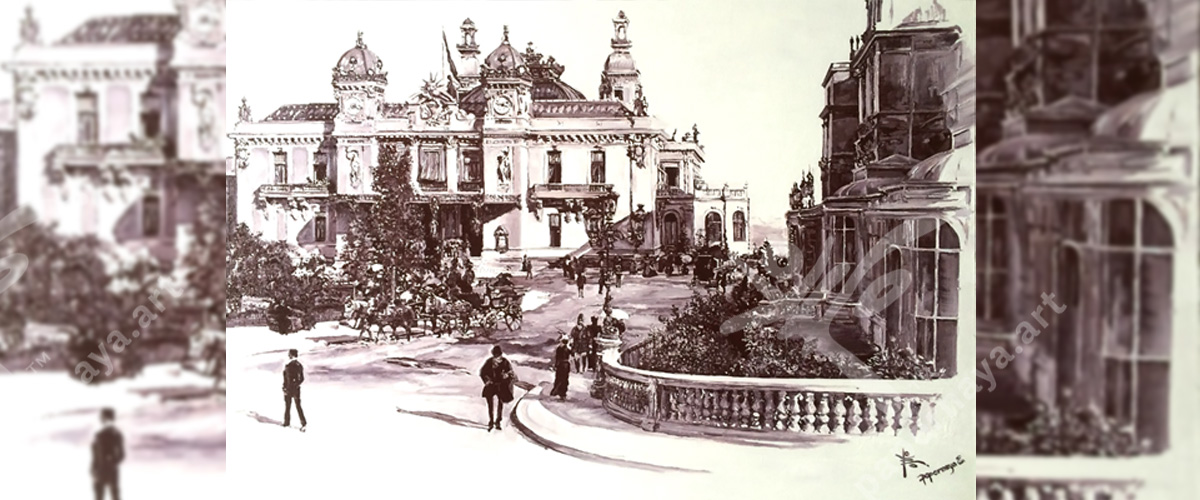 Elena Papernaya Art - Painting of Casino Hotel de Paris Huile Sur la Toile 70cm x 90cm 2015 1200x800